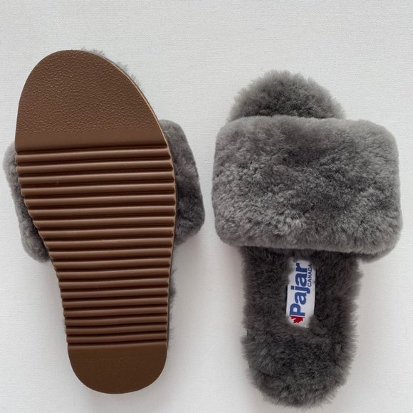 Pajar Shearling Open Toe Slippers  Grey - Picture 2 of 3